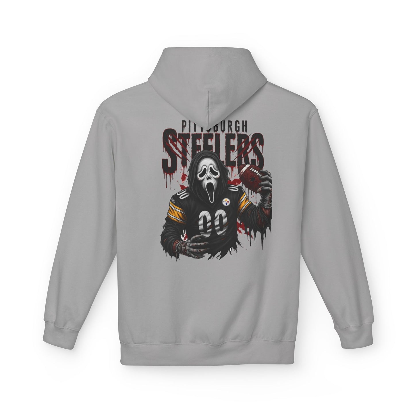 Halloween & Steelers Graphic Unisex Hoodie, Cozy Fall Gear, Football Fan Apparel, Spooky Season Sweatshirt, Perfect for Game Days