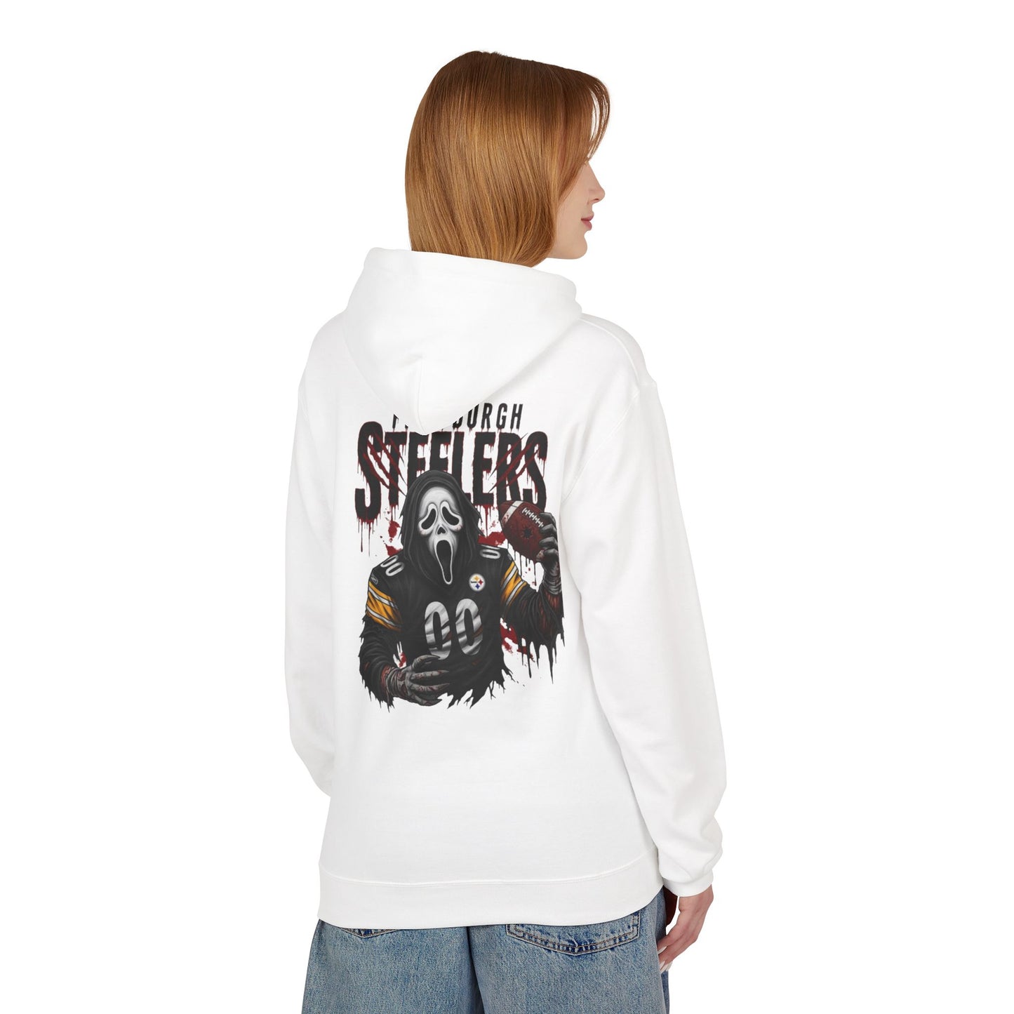 Halloween & Steelers Graphic Unisex Hoodie, Cozy Fall Gear, Football Fan Apparel, Spooky Season Sweatshirt, Perfect for Game Days