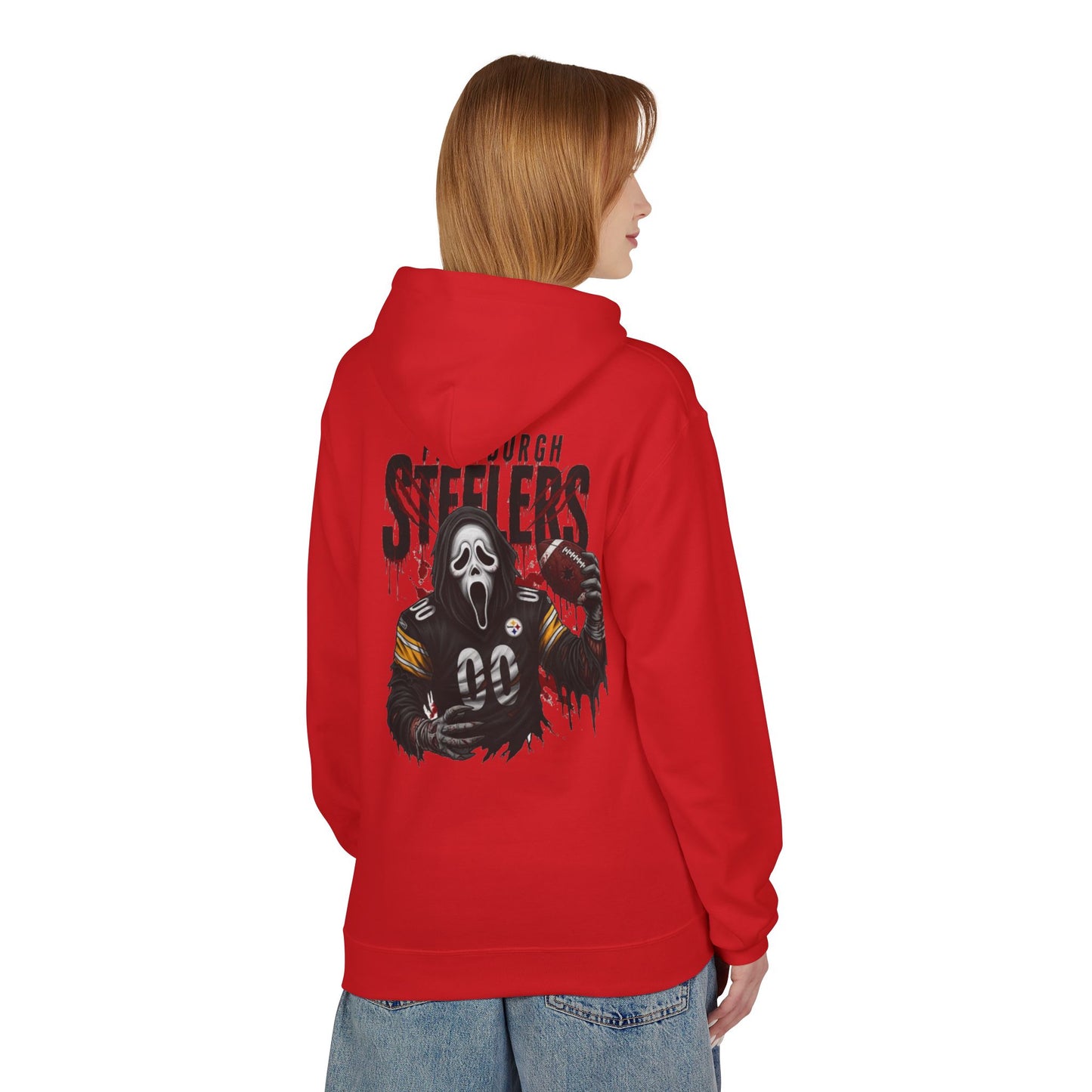 Halloween & Steelers Graphic Unisex Hoodie, Cozy Fall Gear, Football Fan Apparel, Spooky Season Sweatshirt, Perfect for Game Days