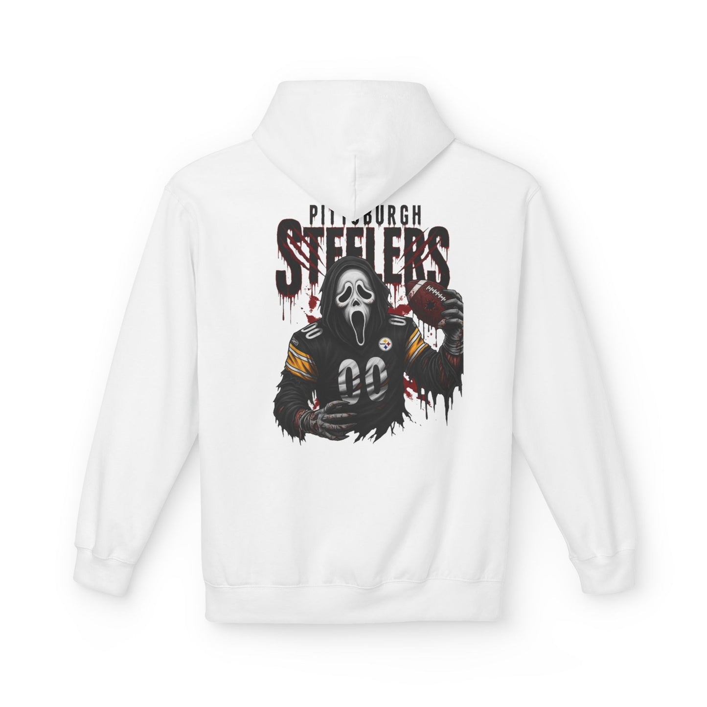 Halloween & Steelers Graphic Unisex Hoodie, Cozy Fall Gear, Football Fan Apparel, Spooky Season Sweatshirt, Perfect for Game Days